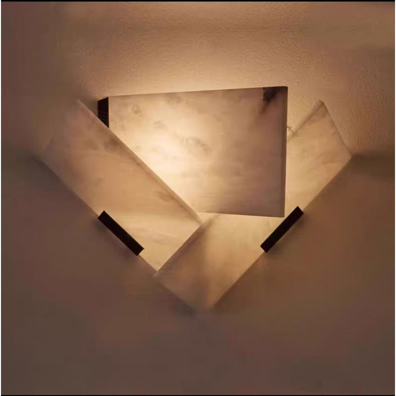 Spanish natural marble wall lamp - ideal for hotel, villa, background wall, entryway, stairwell, hallway, bedroom, and bedside decor