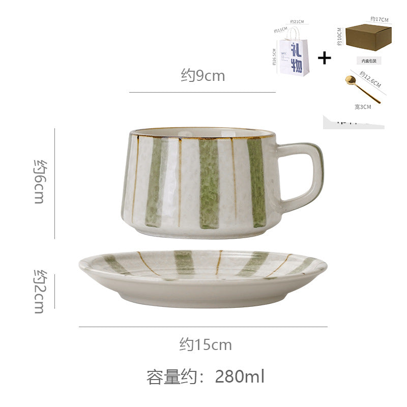Stylishretroclassy underglaze coffee cup and saucer niche style hand gift ceramic mug office milk coffee cup