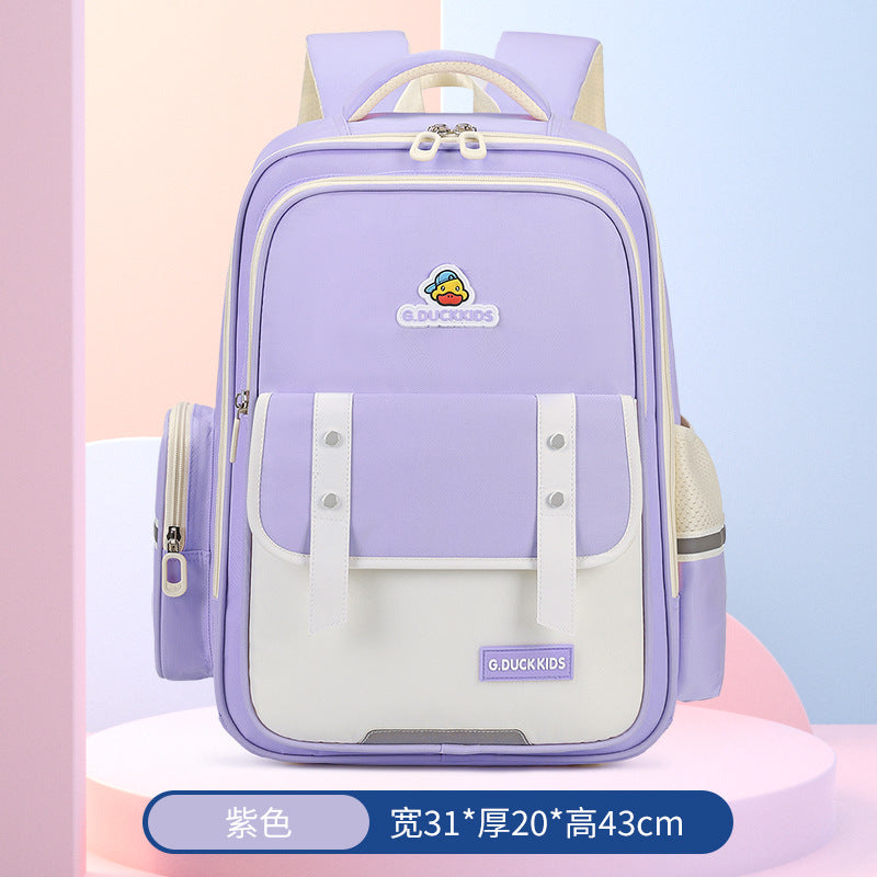 Little yellow duck new arrival genuine school bag fashion burden reduction waist protector primary school kids backpack ultra-light student spine protector