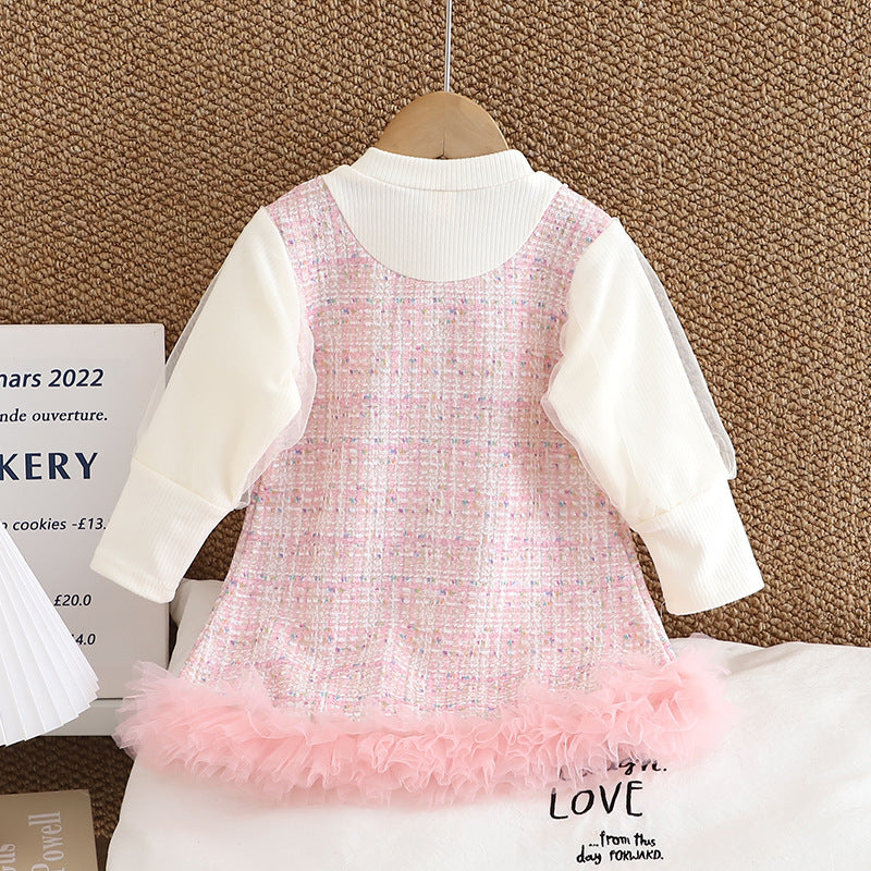 Princess dress girls' spring and autumn outfit chic  new style baby girl dress spring and autumn children's autumn gauze dress formal wear