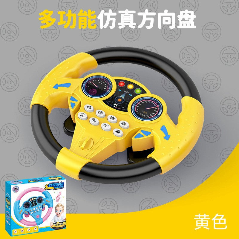 Hot-selling kids' toy suction cup large simulation co-pilot music steering wheel - early education & brain development toy for babies