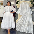 Age-reducing suit for women classy sense cut outlacepatchwork lantern long sleevesshirt + high waistslimming look large swing skirt