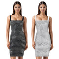 C7198 cross-border   fashion women's sexy dress slim fit rhinestone embellished cami dress