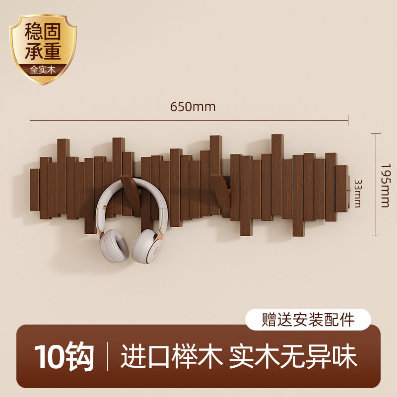 Solid wood piano key hanging hanger, entrance wall hanging, no punching, strong and durable storage, hanging bag, coat rack