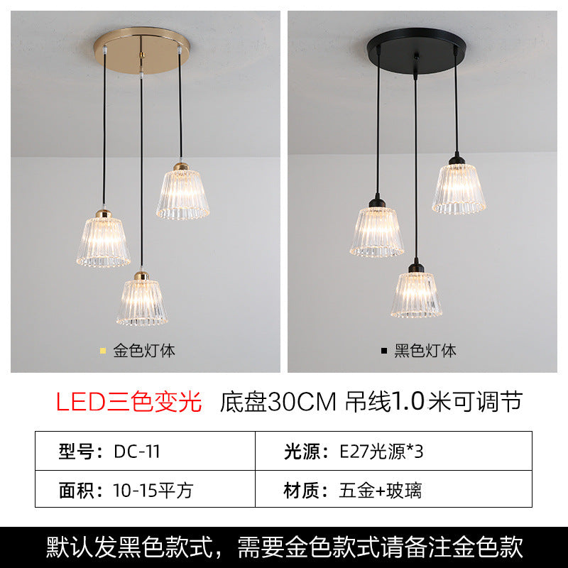 Minimalist personalized bar lighting aisle light luxury Internet celebrity meal restaurant chandelier three modern creative glass chandelier