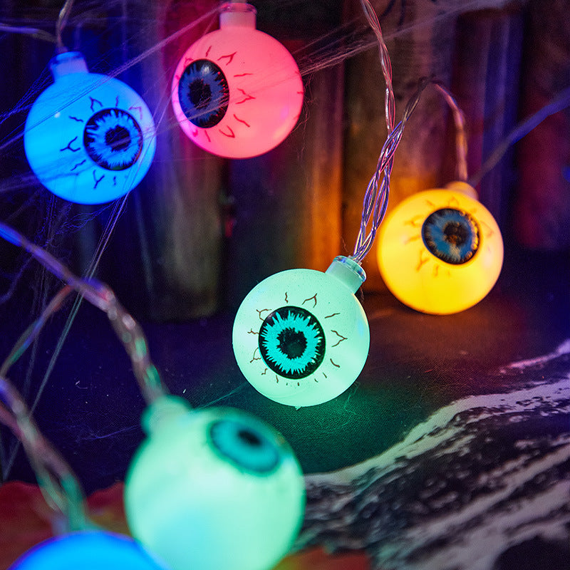 LED Halloween interior decoration light string, festive waterproof eyeball lights, flashing battery box, room arrangement light string