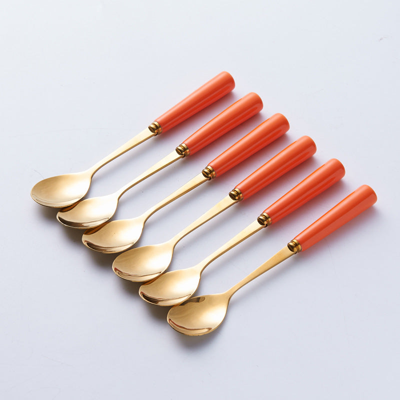 Nordic fruit fork spoon for home stainless steel fruit pick coffee spoon ceramic storage jar suit high-end mooncake knife and fork
