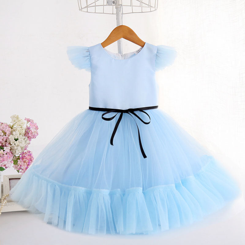 Amazon's new kids dress tutu cake skirt princess skirt female flower girl first birthday baby dress