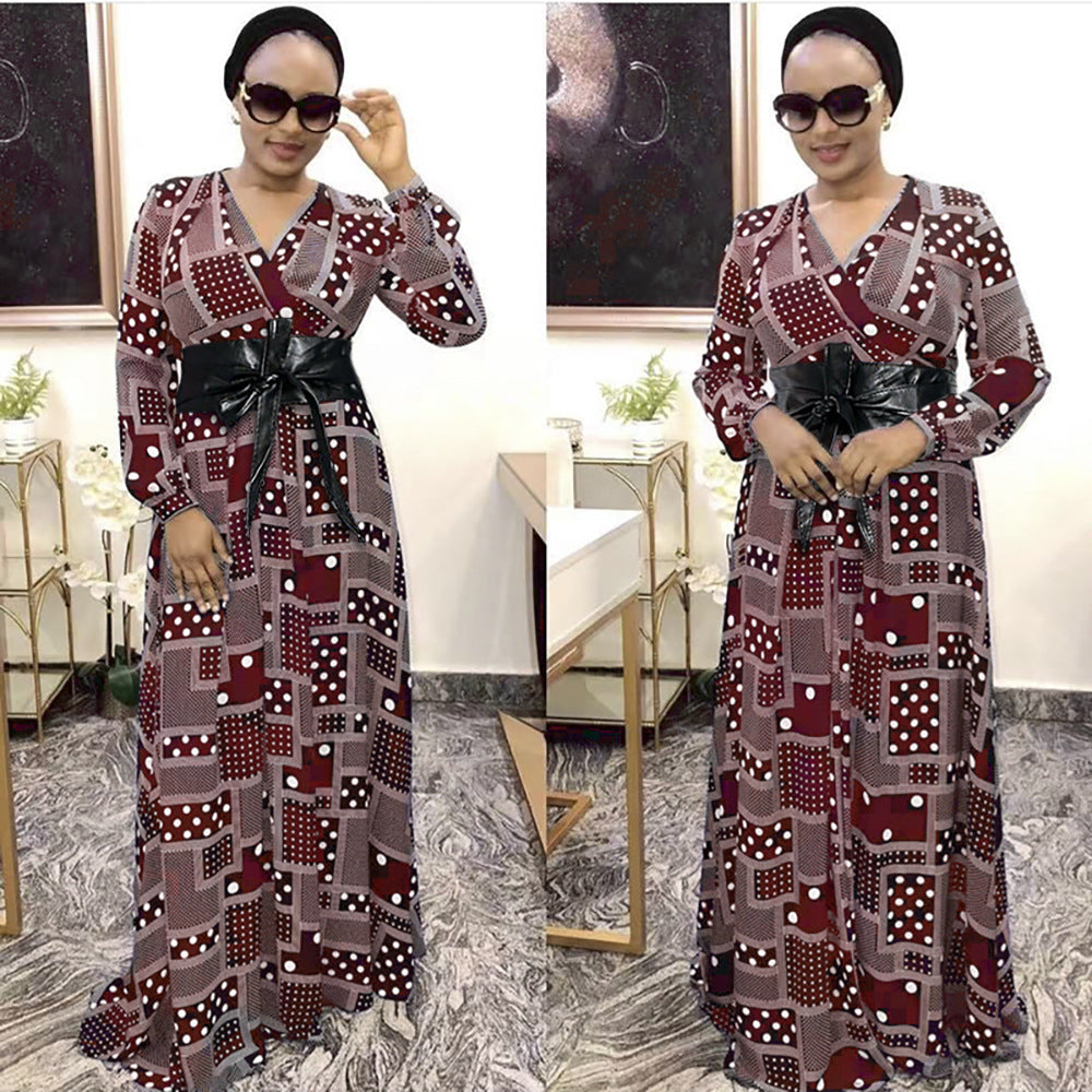 new plus size summer european and american style export   patchwork maxi dress african women's wear ol dress