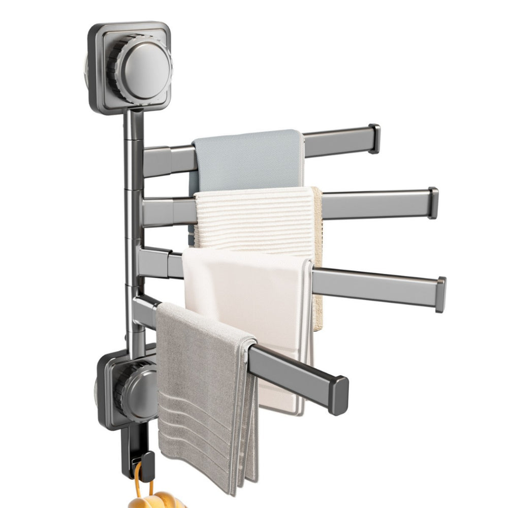 Suction cup rotate towel rack punch-free multi-pole clothes drying rack bathroom bathroom bath towel bar wall-mounted storage rack