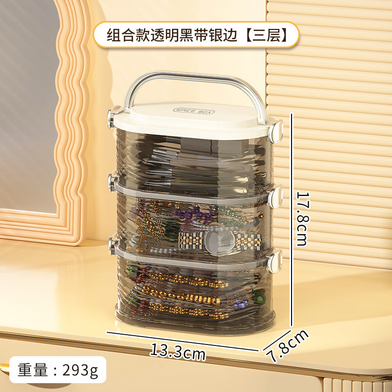 Cross-border household hair accessories storage box with lid, thickened jewelry box with lid, headrope hair band, transparent desktop storage box.