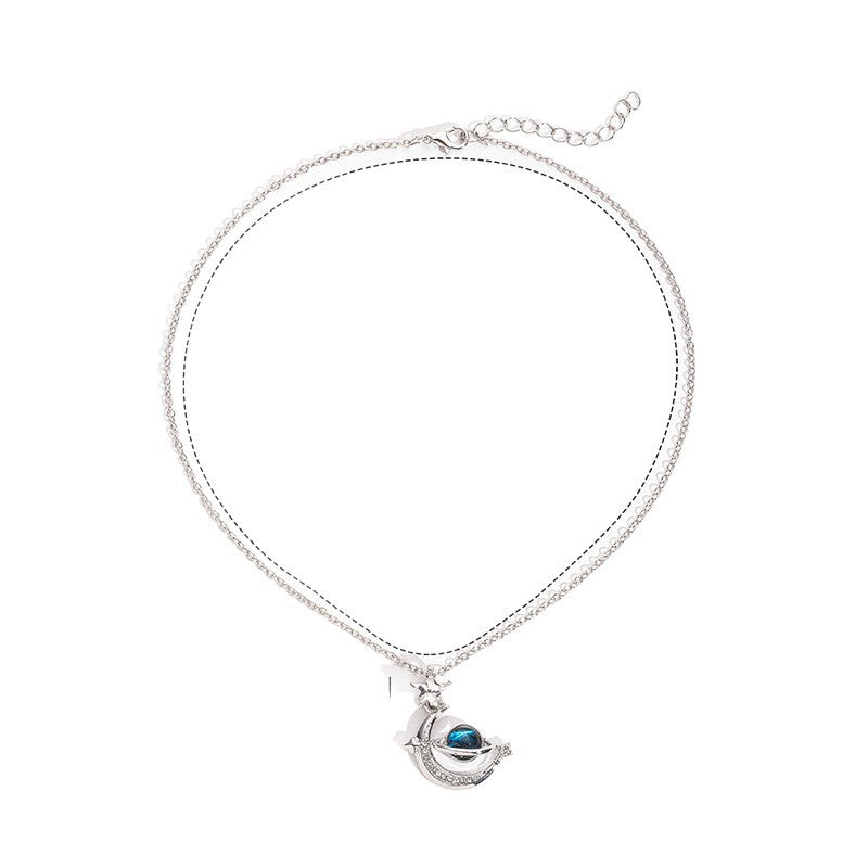 2024 autumn new arrival cross-border jewelry women's diamond-studded star pendant fashionable versatile alloy moon necklace wholesale