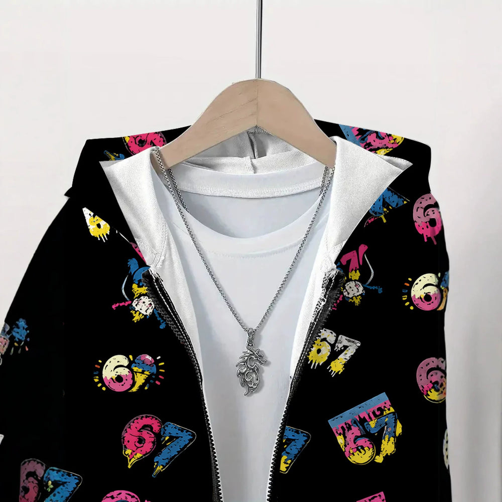 Kids' hoodie jacket, cross-border hot seller: cute cartoon print fashion zip-up hoodie for girls, dropshipping available