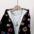 Kids' hoodie jacket, cross-border hot seller: cute cartoon print fashion zip-up hoodie for girls, dropshipping available