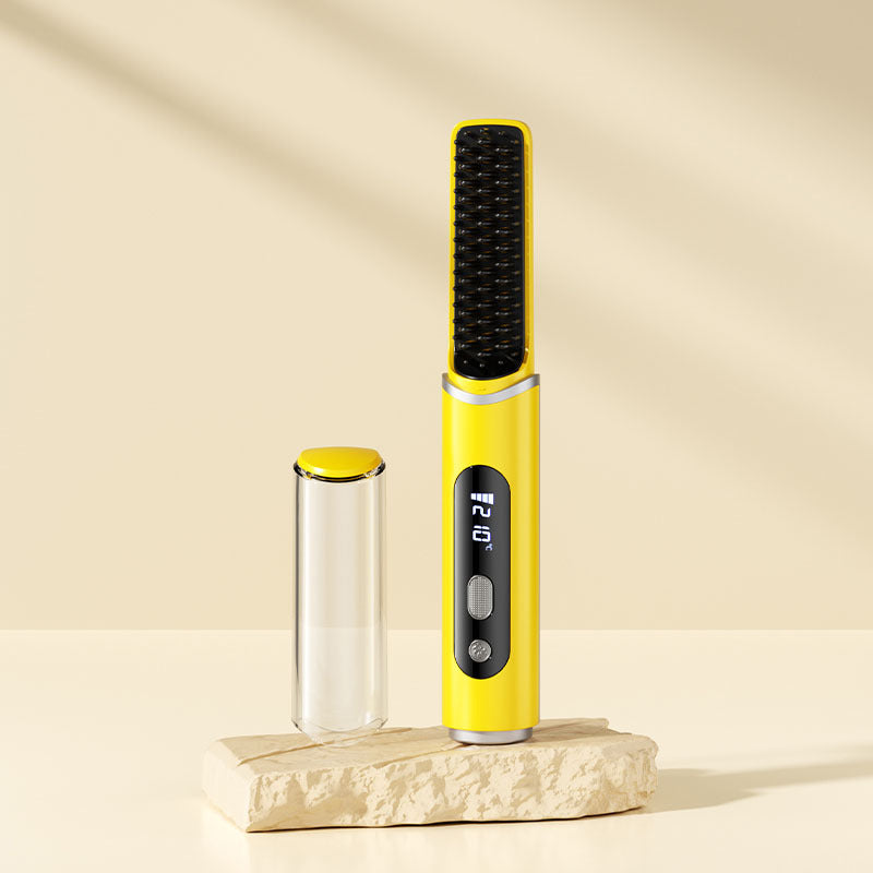 Wireless mini rechargeable hair straightening comb usb model cross-border negative ion portable hair straightening cold air curling comb does not hurt hair