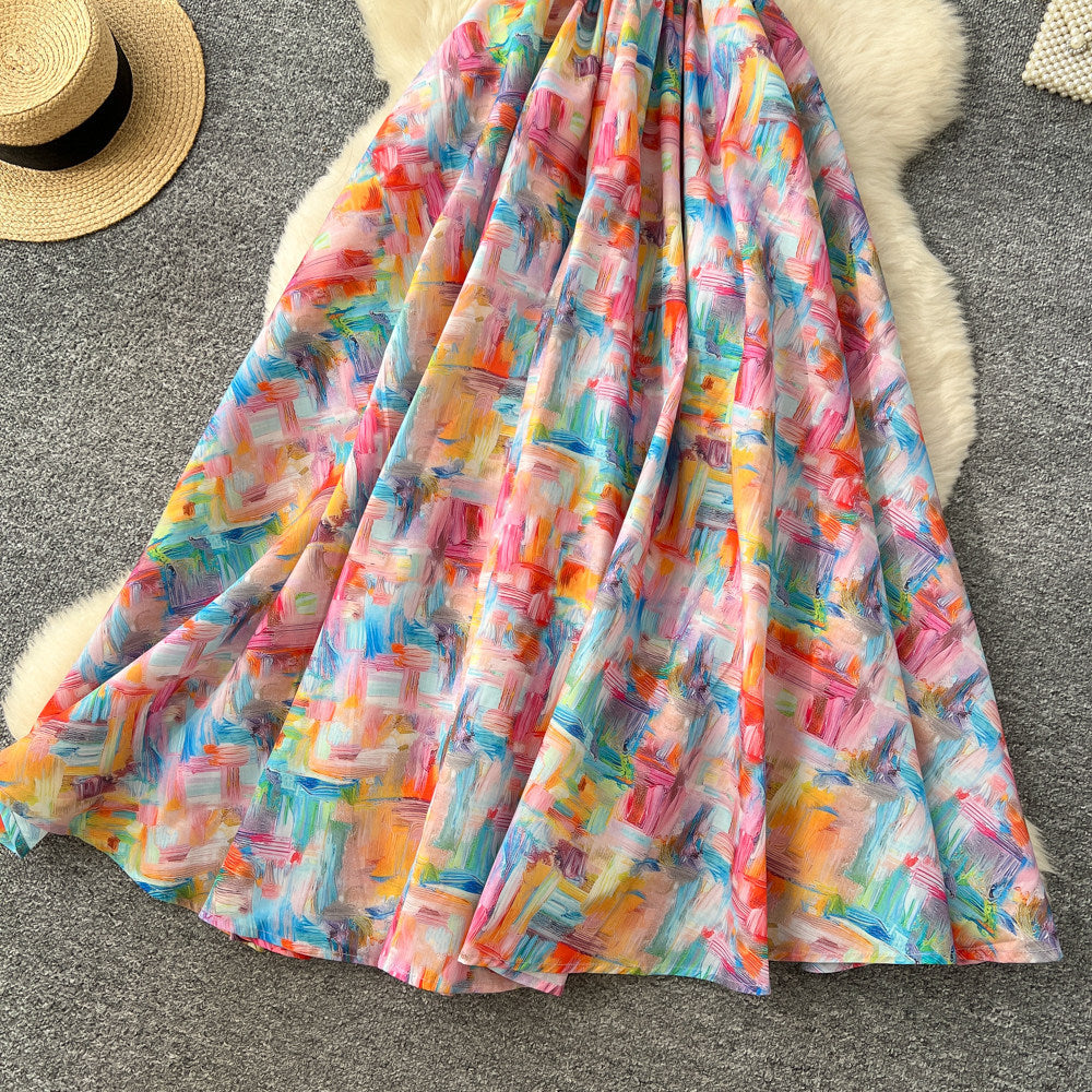 French chic floral print cami dress - women's  spring/summer new arrival - designer style beach vacation midi dress