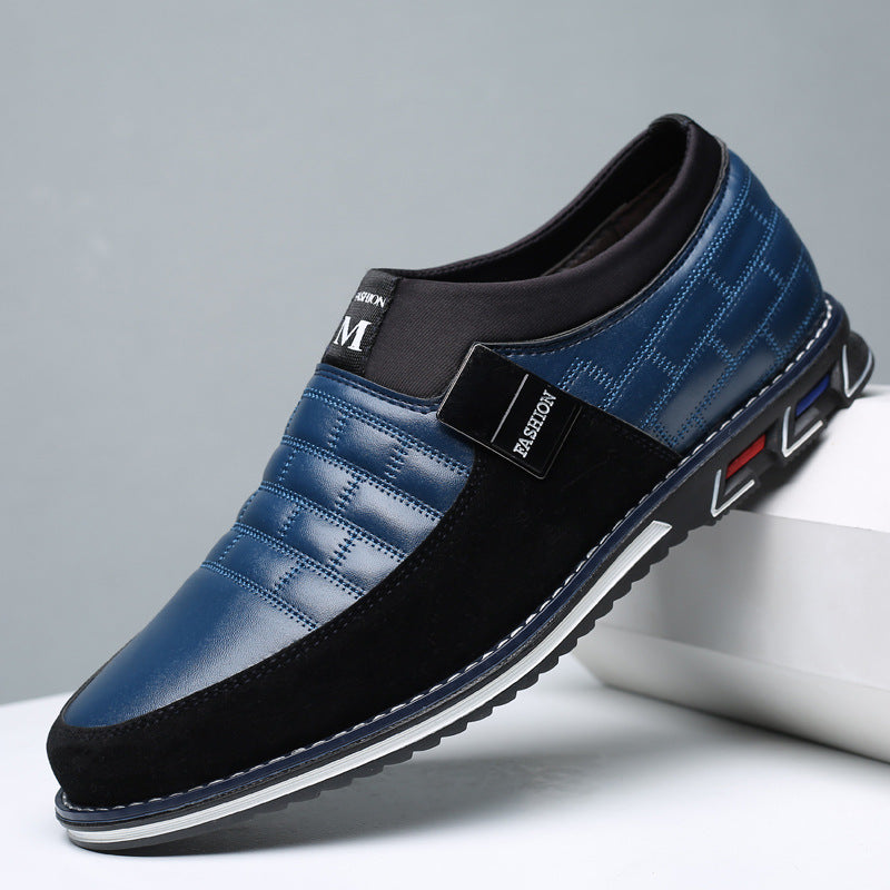 New men's round-toe casual leather shoes, korean style youth lace-up trendy shoes, breathable single shoes, cross-border plus size men's footwear