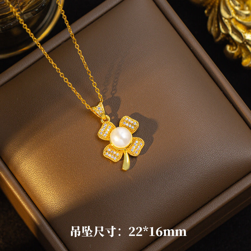 [set] cross-border fashion elegant light luxury full zirconium sweater chain exquisite copper micro-embedded earrings necklace jewelry combination