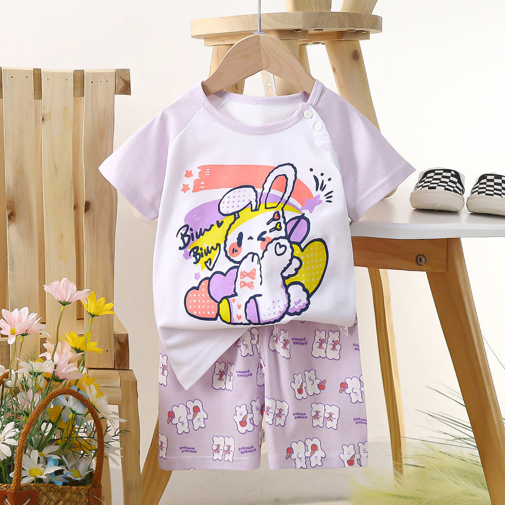 Kids' short-sleeve set: 100% cotton boys' t-shirt & baby summer outfit - girls' shorts, infant clothing, wholesale summer apparel
