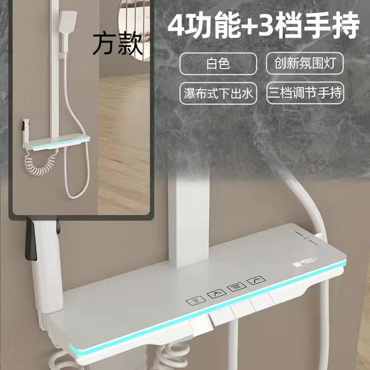 Hotel creamy white hot and cold water shower square shower head set bathroom home piano shower sprinkler