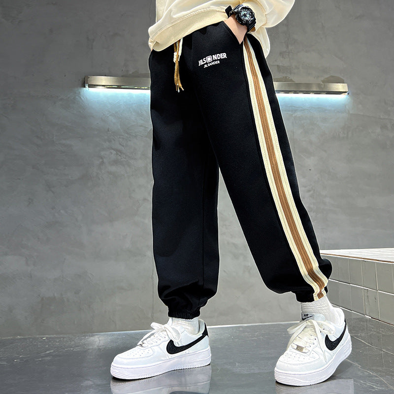 Kids' boys' autumn pants  new spring/autumn style athletic boy's trousers, trendy sweatpants for mid-to-large children