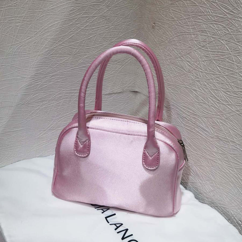 2025 new ballet style bowling bag large capacity nylon Boston handbag niche design handbag women