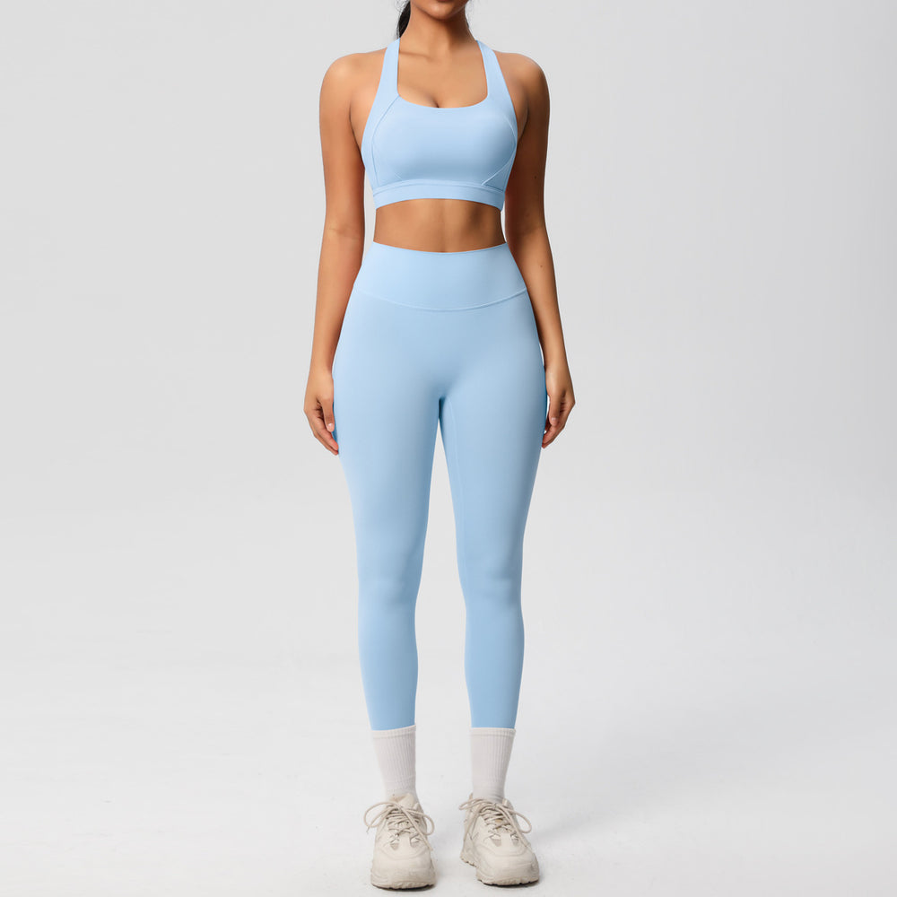 Cloud-feel brushed nylon quick-dry compression yoga set - high-intensity workout, outdoor running, training, and fitness apparel