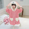 Girls' coral fleece pajamas - autumn/winter kids' robe - long, warm, wearable bathrobe for baby girls
