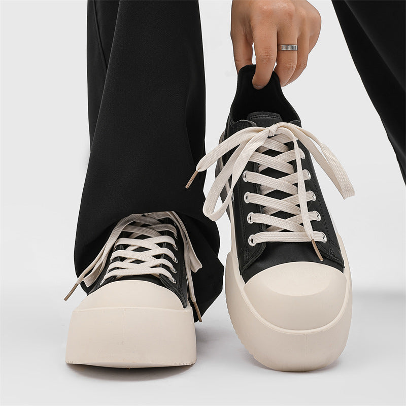 Mickey mouse big head derby shoes - men's spring breathable chunky sole height increasing casual versatile sneakers - niche design, same style leather shoes