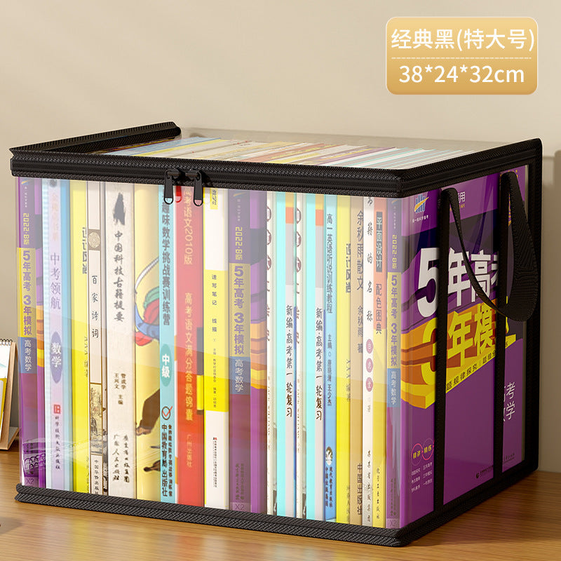 Book storage box Classroom household dust-proof transparent book box bag Desktop bookshelf Old books Toy sorting storage bag