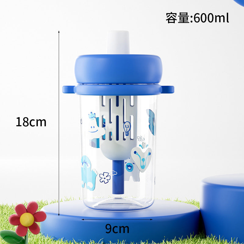 Cute cartoon straw cup - portable, leak-proof, and perfect for students and kids. ideal for indoor and outdoor use. transparent and easy to carry
