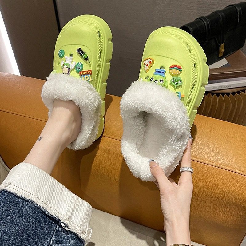 Women's winter cotton slippers - thickened plush, detachable warm home slippers for couples, indoor use, postpartum care, fuzzy slippers