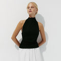 European and american cross-border women's fashion  summer new solid color backless sexy halter tank top t-shirt wholesale for export