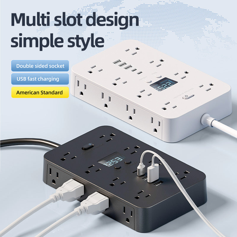 Amazon's new us standard usb multi-hole pd fast charging power strip with bilateral bypass socket strip extension power strip