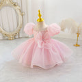New arrival: children's formal dress - bowknot, puff sleeves, tiered princess dress for flower girls