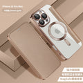 Suitable for apple 16promax mobile phone case electroplated gold shield magnetic leather case iphone17 flip full cover protective case