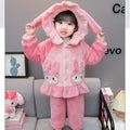 "sweet girl style" girls' pajamas - autumn/winter chic, kids' winter warm casual flannel loungewear