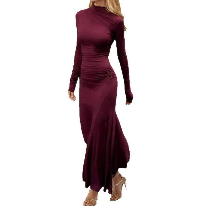 cross-border european and american women's clothing: summer dresses for women, light luxury high-end solid color french style dress 661