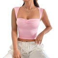 Ins popular  european and american cross-border sexy hot girl design sense of front chest pleats careful backless silm vest