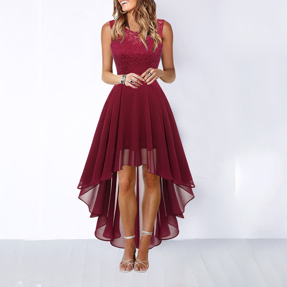 European and american  spring/summer new arrivals:  cross-border e-commerce hollow-out waist chiffon evening dress lace dress