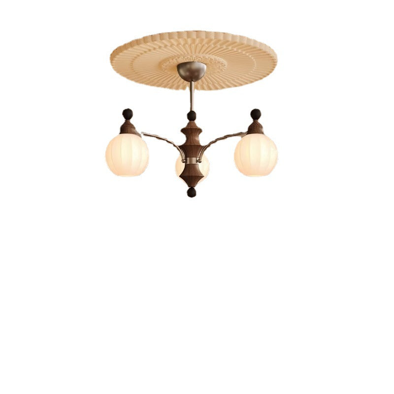 French antique living room chandelier retro high-end solid wood designer bedroom dining room art Zhongshan lighting