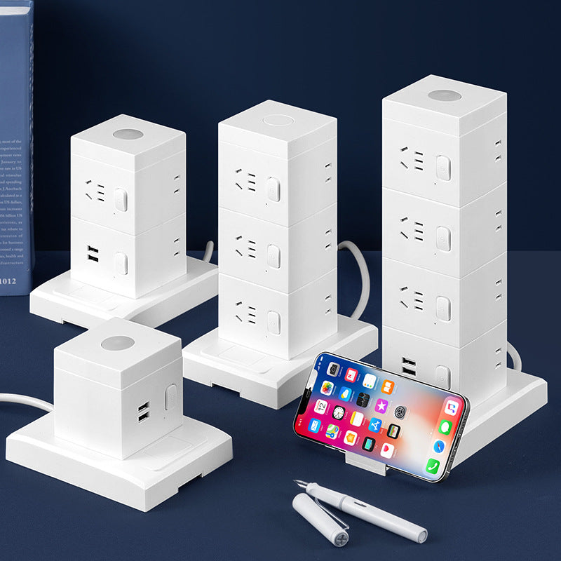 Vertical multi-function socket usb switch socket high power with wire night light wiring board sub-control anti-overload power strip