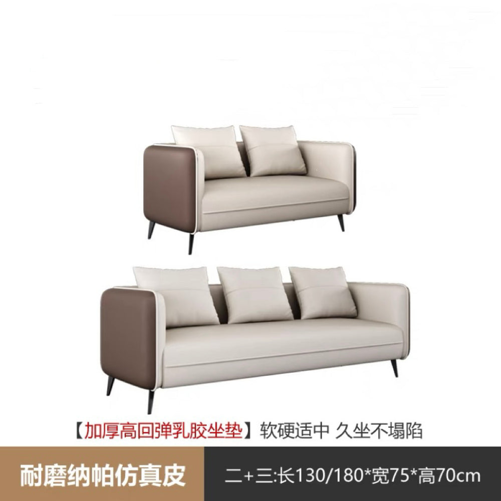 Business reception area, meeting & negotiation zone, executive office: genuine leather office sofa & coffee table set with latex cushion accessories