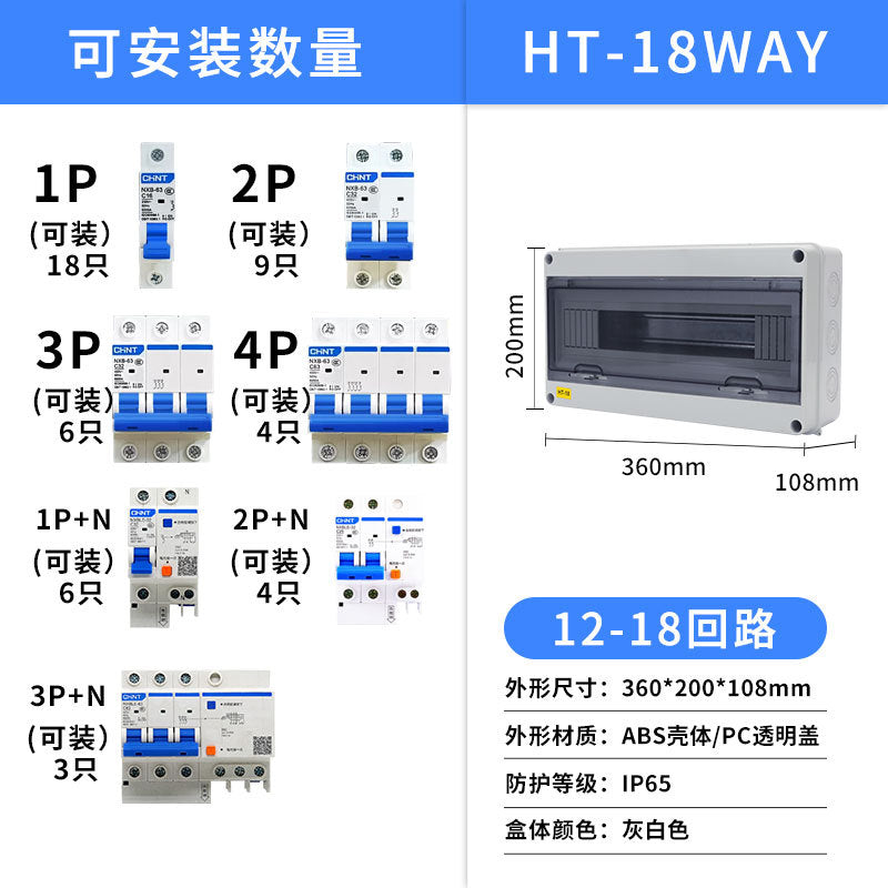 HT outdoor waterproof distribution box, surface-mounted household plastic distribution box, air switch protection box, strong electric lighting box