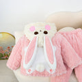 Three-layer quilted and thickened kids pajamas winter girls children's fleece-lined girl cartoon baby home clothes suit