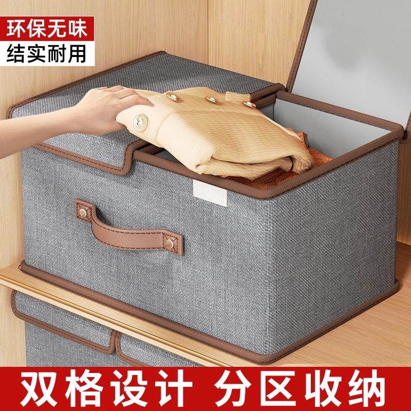 Clothes storage box with lid Household wardrobe Clothing pants separation and sorting box Box Fabric folding storage box artifact