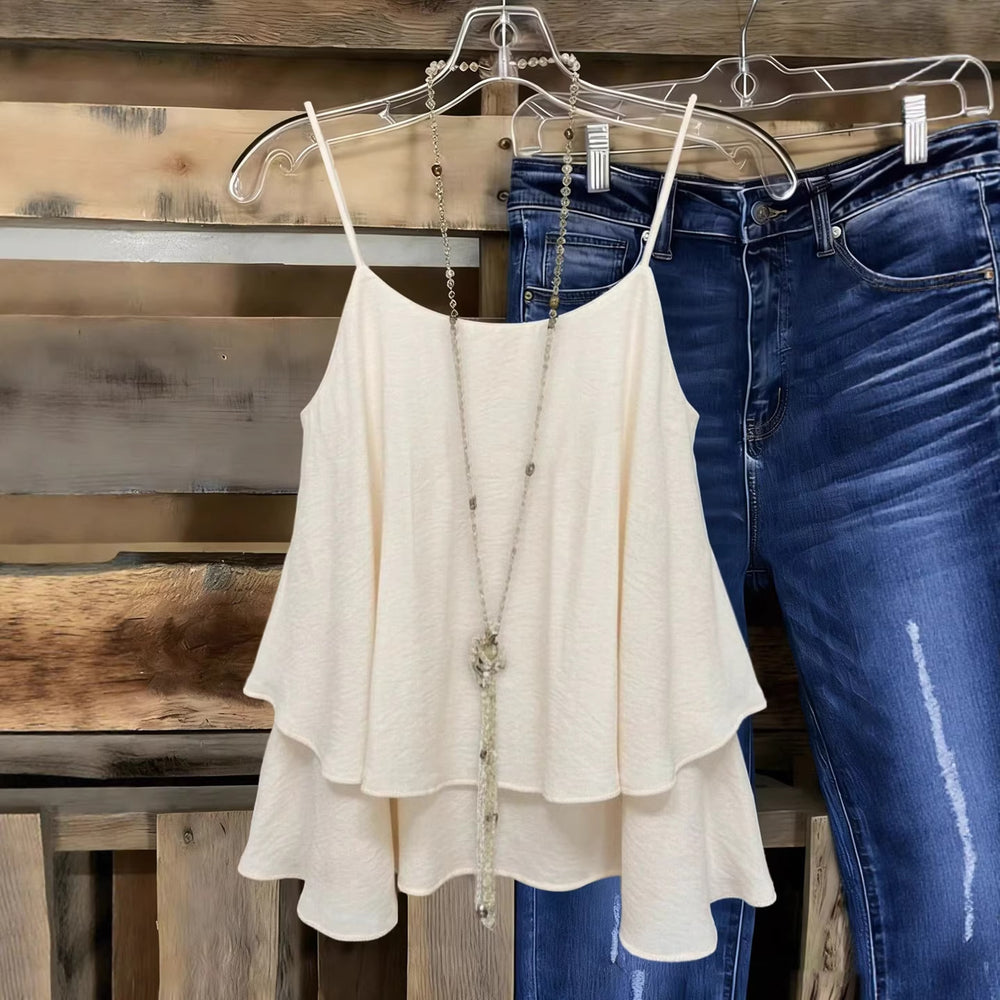 summer new arrivals: european and american style women's v-neck double-layer ruffle camisole - slimming inner layer top