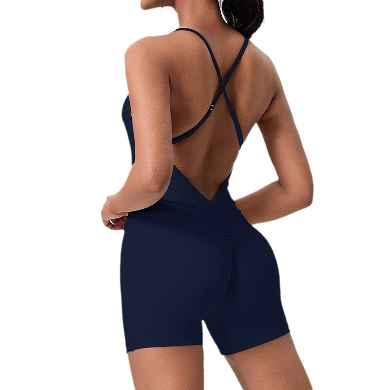 New arrival cross-border cross-back tight one-piece yoga wear sports casual hip lift all-in-one one-piece yoga wear