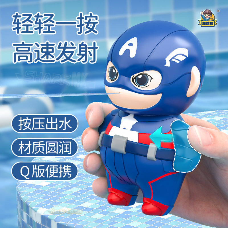 New trendy tiktok q-version hero water gun - press-action water gun toy for kids - water spraying gun for water splashing festival and beach fun for boys