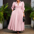 D570  cross-border fashion:  new european and american style elegant long-sleeve shirt dress